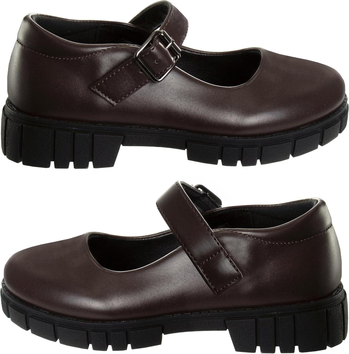 imageFrench Toast Girls Round Toe Ankle Strap Maryjane School Shoes  Mary Jane Chunky Platform Oxford Dress Shoe Pumps  BlackNavyBrown Size 125 Little KidBig KidBrown