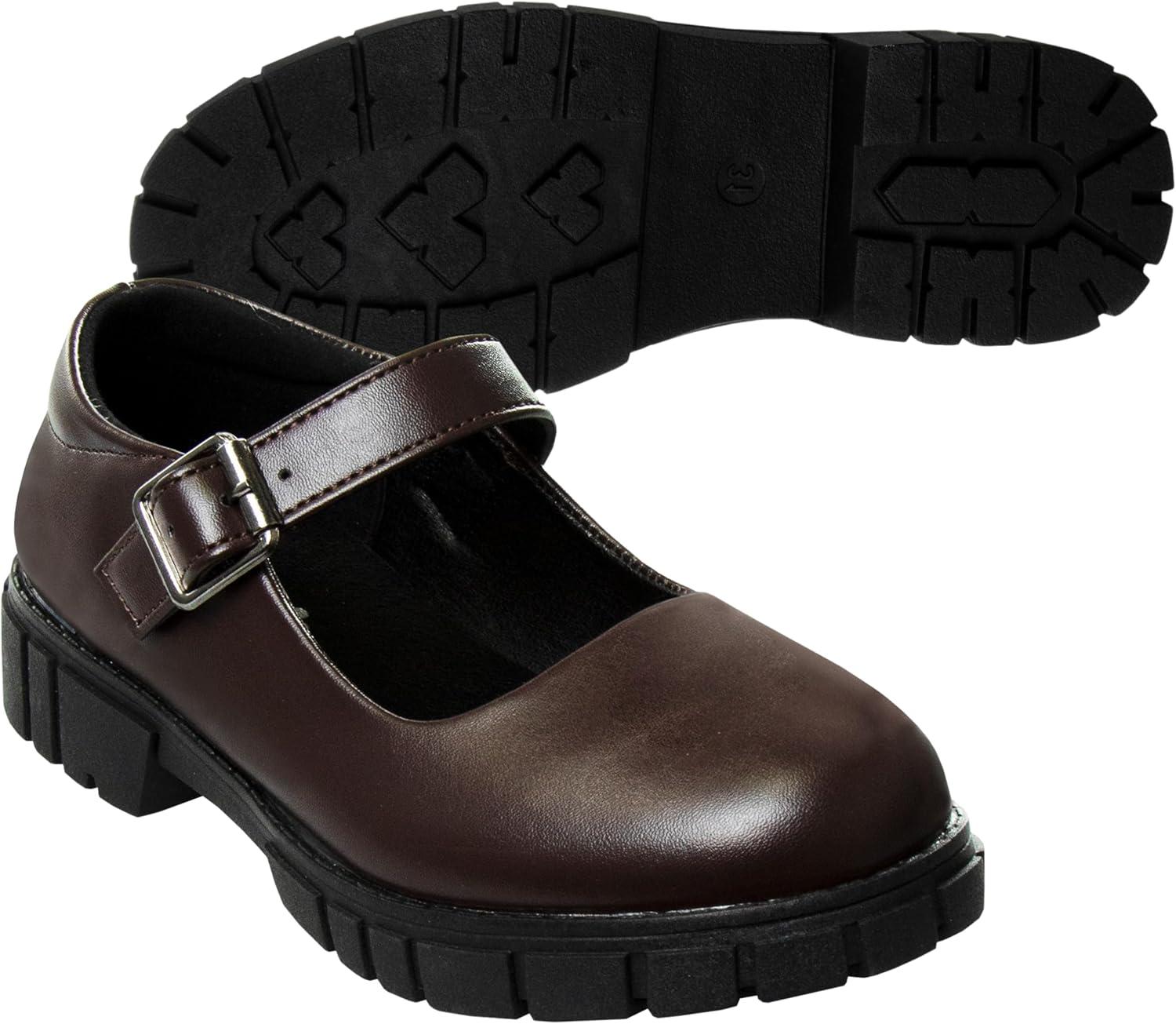 imageFrench Toast Girls Round Toe Ankle Strap Maryjane School Shoes  Mary Jane Chunky Platform Oxford Dress Shoe Pumps  BlackNavyBrown Size 125 Little KidBig KidBrown