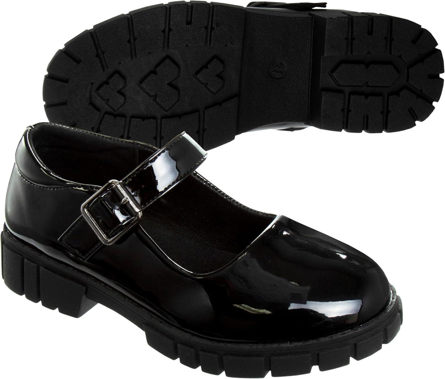 imageFrench Toast Girls Round Toe Ankle Strap Maryjane School Shoes  Mary Jane Chunky Platform Oxford Dress Shoe Pumps  BlackNavyBrown Size 125 Little KidBig KidBlack Patent