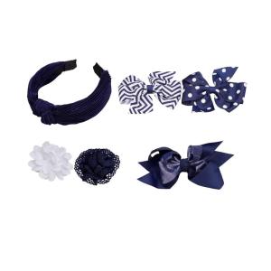 imageFrench Toast Girls School Uniform Bow Clips and Headband 4pack Navy