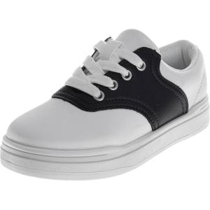imageFrench Toast Kids Oxford Dress Shoes  Lace Up Loafer School Uniform Saddle Shoe for Girls and Boys Sizes 1113 Little Kid  17 Big KidWhite Black