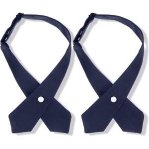 imageTarpop 2 Pack French Girls Uniform Tie Cross Adjustable Neck Tie for Girls School WomenNavy Blue