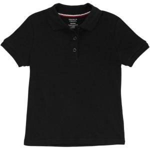 imageFrench Toast Girls Big Short Sleeve Interlock Polo with Picot CollarBlack Og1