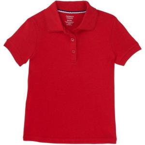 imageFrench Toast Girls Big Short Sleeve Interlock Polo with Picot CollarRed Og