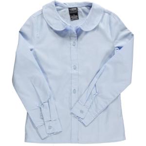 imageFrench Toast Girls Long Sleeve Woven Shirt with Peter Pan Collar Standard ampamp PlusBlue