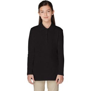 imageFrench Toast Girls Uniform Long Sleeve Polo with Picot Collar Standard ampamp PlusBlack