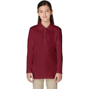 imageFrench Toast Girls Uniform Long Sleeve Polo with Picot Collar Standard ampamp PlusBurgundy