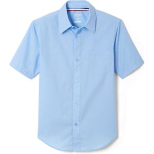 imageFrench Toast Boys Short Sleeve Classic Poplin Dress Shirt Standard ampamp HuskyLight BlueWhite Gingham