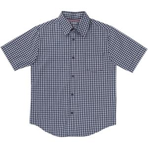 imageFrench Toast Boys Short Sleeve Classic Poplin Dress Shirt Standard ampamp HuskyNavyWhite Gingham