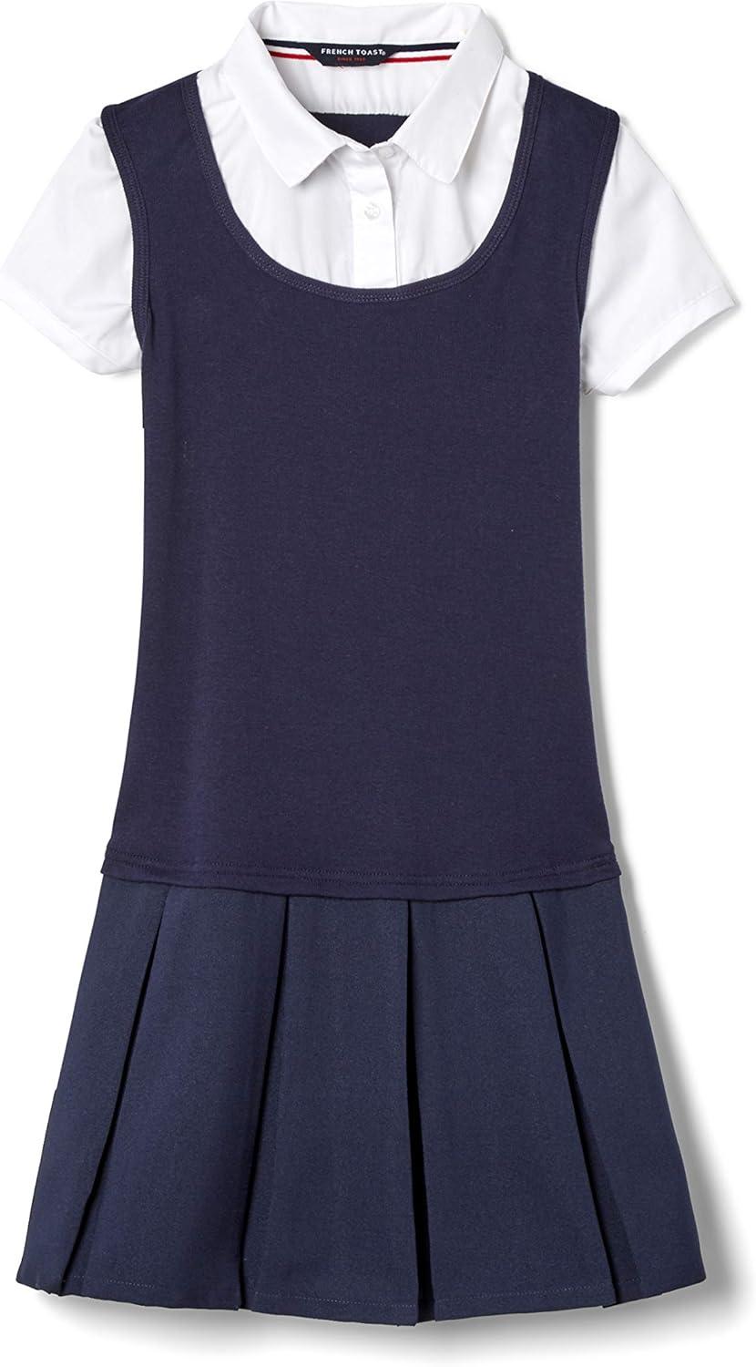 imageFrench Toast Girls Pleat 2fer DressNavy
