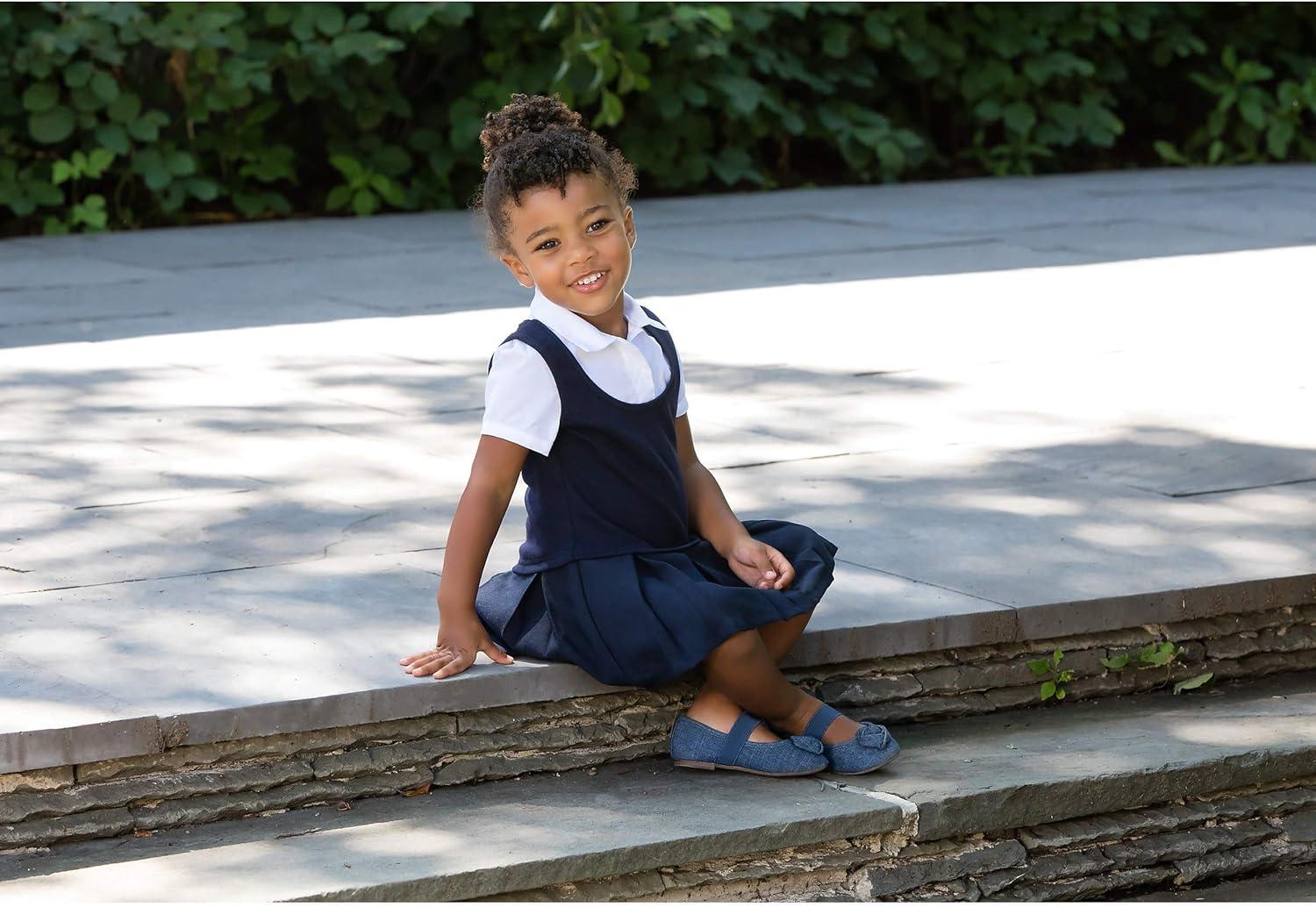 imageFrench Toast Girls Pleat 2fer DressNavy