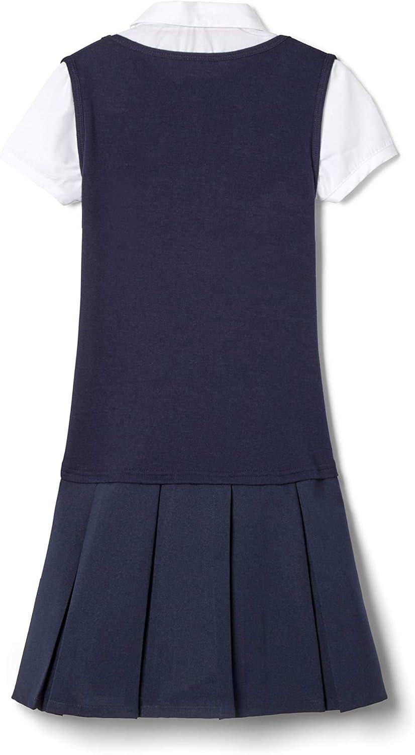 imageFrench Toast Girls Pleat 2fer DressNavy