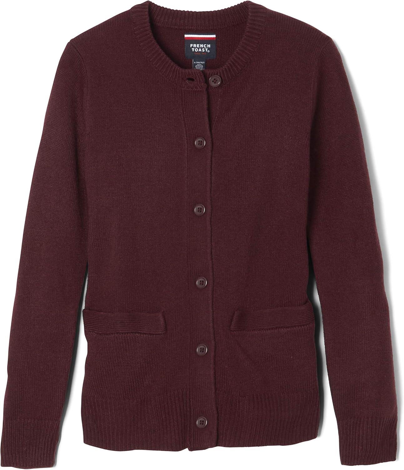 imageFrench Toast Girls AntiPill Crew Neck Cardigan SweaterBurgundy