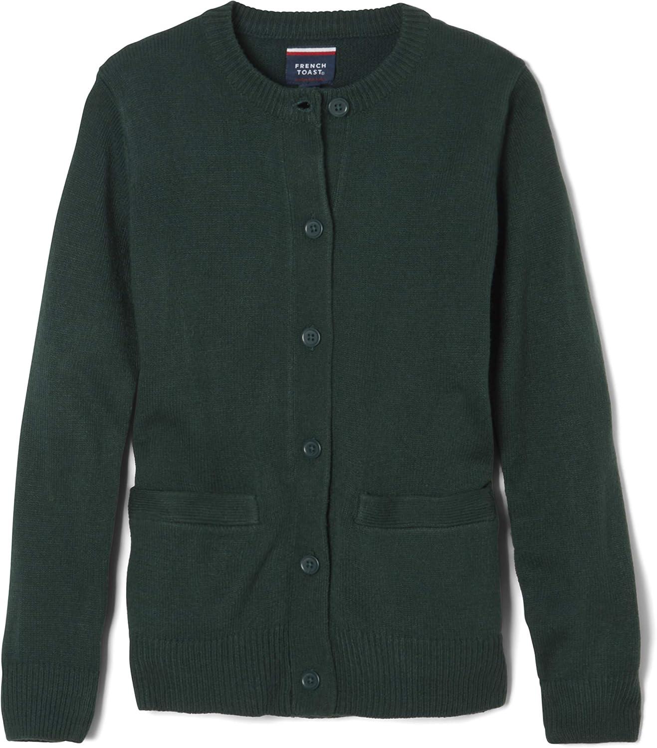 imageFrench Toast Girls AntiPill Crew Neck Cardigan SweaterHunter Green