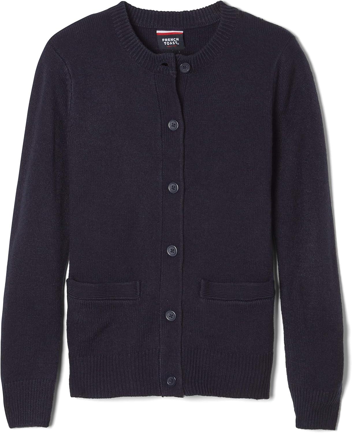 imageFrench Toast Girls AntiPill Crew Neck Cardigan SweaterNavy