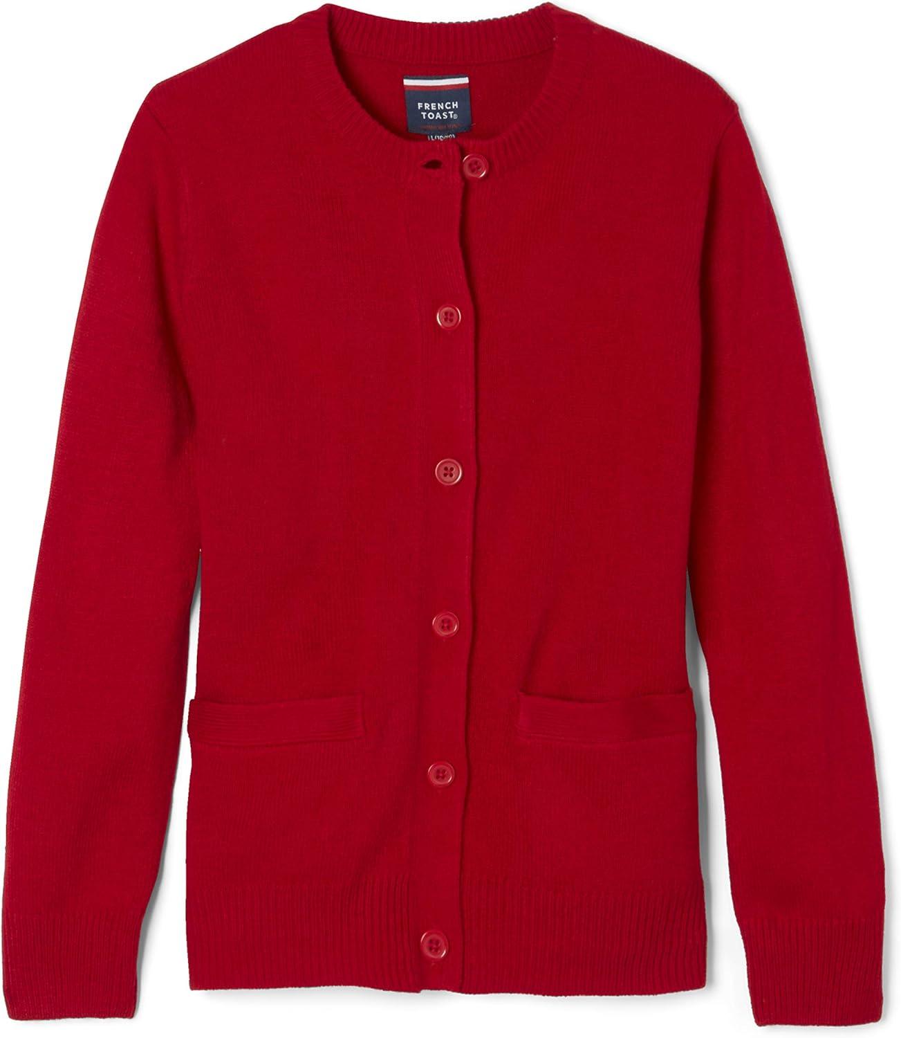 imageFrench Toast Girls AntiPill Crew Neck Cardigan SweaterRed