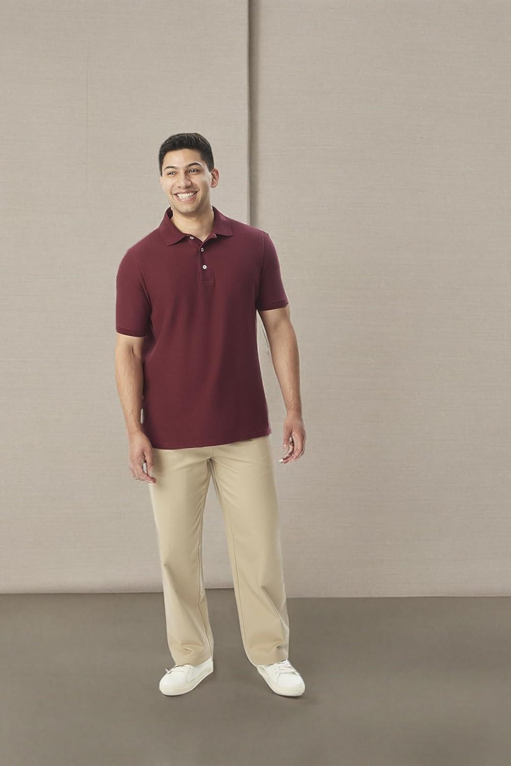 imageFrench Toast Short Sleeve Pique Polo TShirtBurgundy