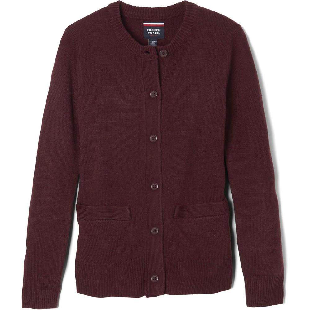 imageFrench Toast Girls AntiPill Crew Neck Cardigan SweaterBurgundy
