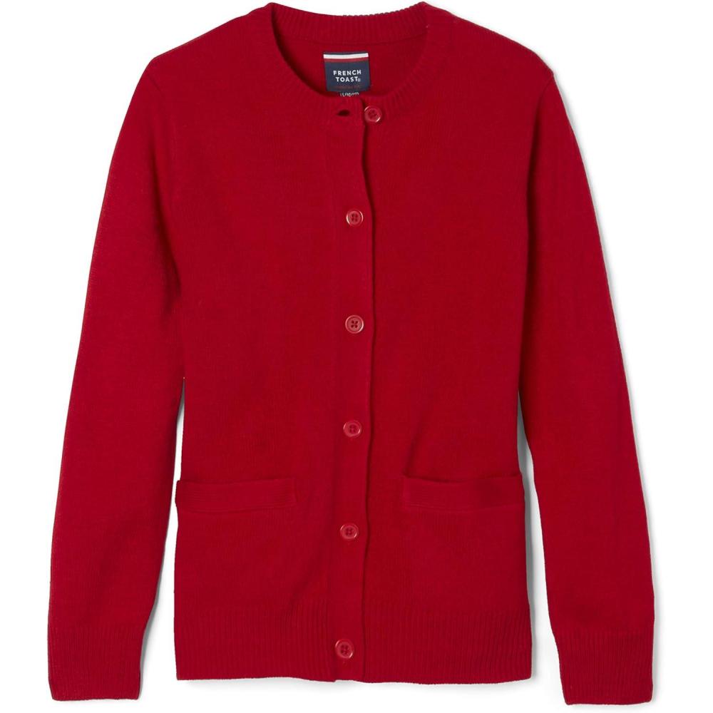 imageFrench Toast Girls AntiPill Crew Neck Cardigan SweaterRed