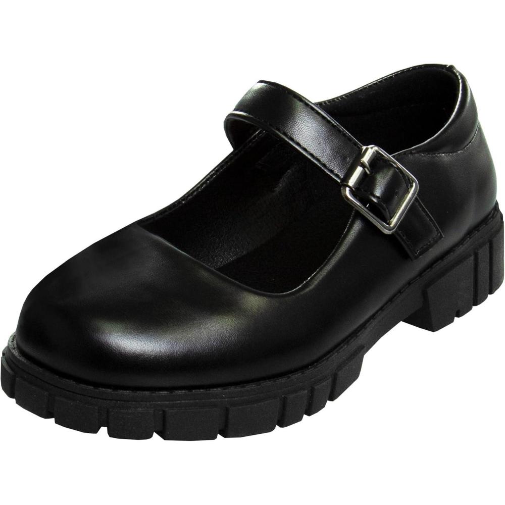 imageFrench Toast Girls Round Toe Ankle Strap Maryjane School Shoes  Mary Jane Chunky Platform Oxford Dress Shoe Pumps  BlackNavyBrown Size 125 Little KidBig KidBlack