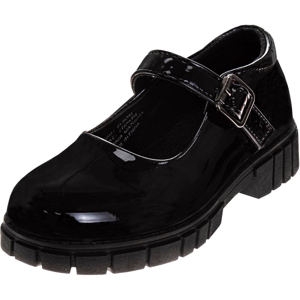 imageFrench Toast Girls Round Toe Ankle Strap Maryjane School Shoes  Mary Jane Chunky Platform Oxford Dress Shoe Pumps  BlackNavyBrown Size 125 Little KidBig KidBlack Patent