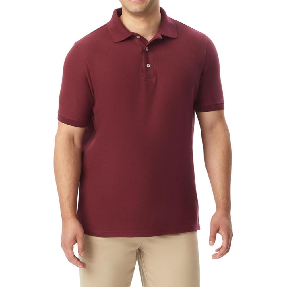 imageFrench Toast Short Sleeve Pique Polo TShirtBurgundy