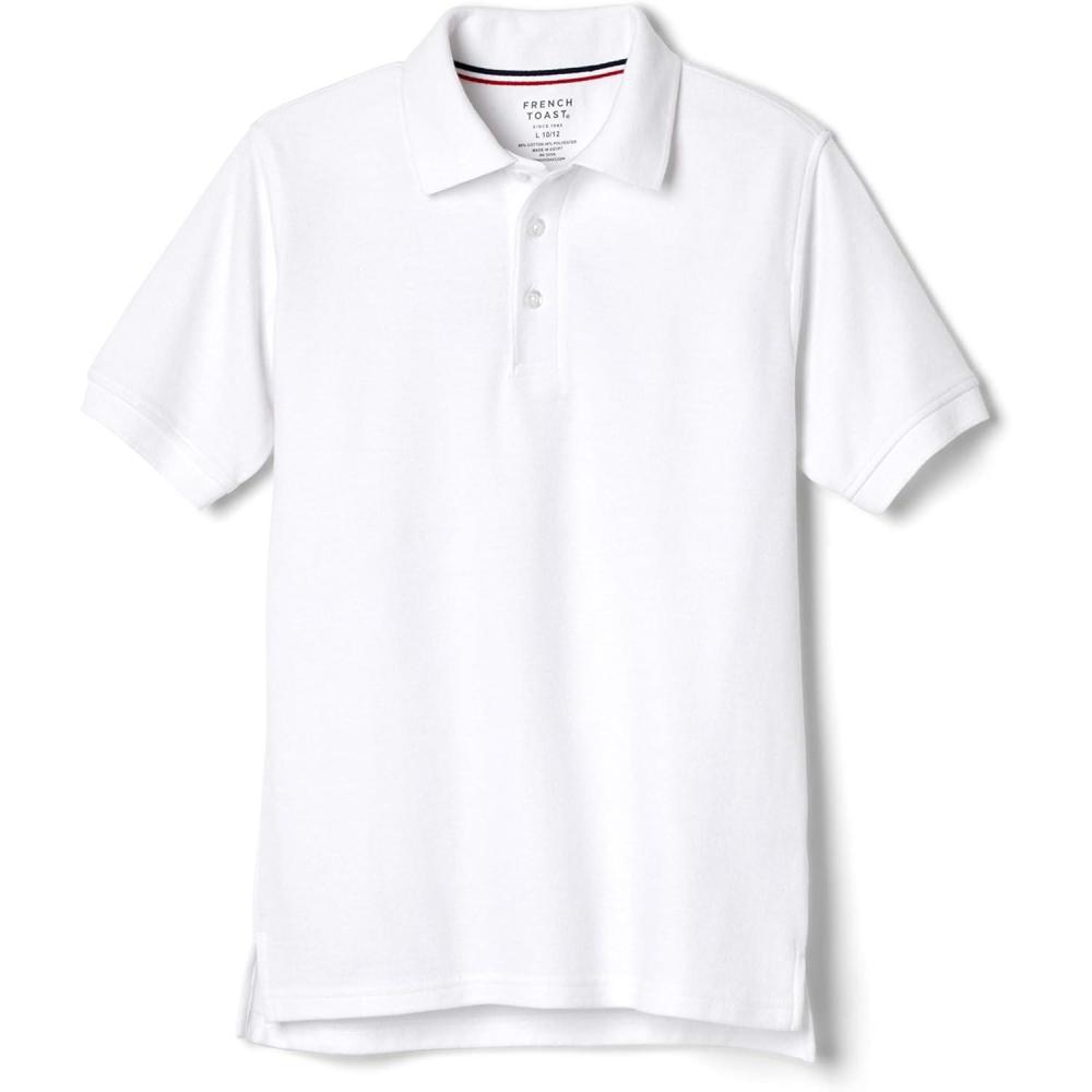 imageFrench Toast Unisex Kids Short Sleeve Pique Polo Uniform Shirt Standard ampamp HuskyWhite