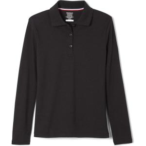 imageFrench Toast Girls Long Sleeve Interlock Polo with Picot Collar Standard ampamp PlusBlackBlack