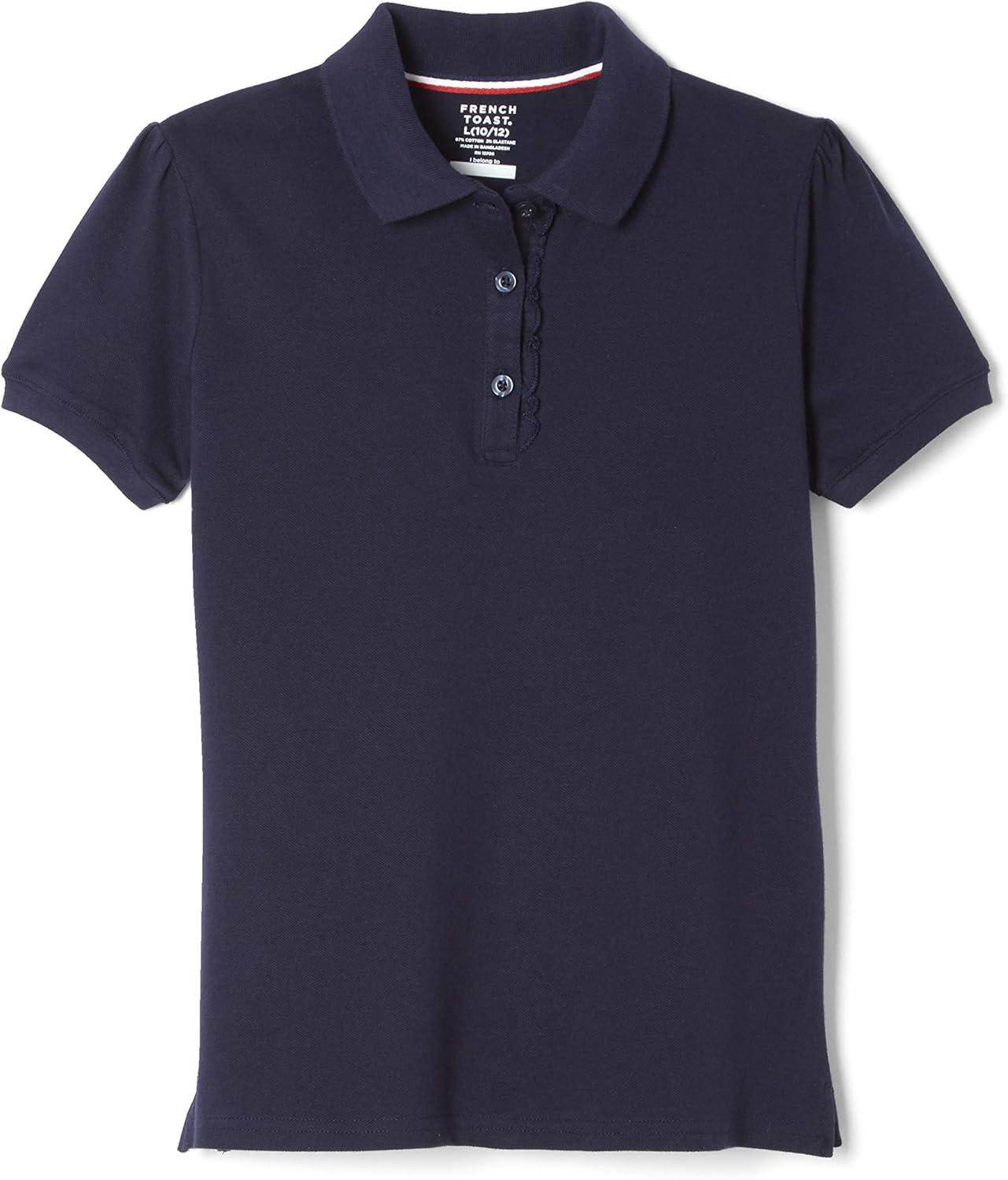 imageFrench Toast Girls Short Sleeve Ruffle PoloNavy