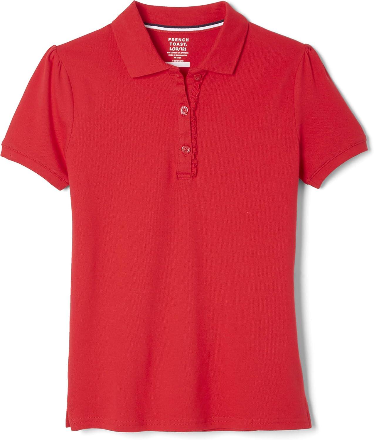 imageFrench Toast Girls Short Sleeve Ruffle PoloRed