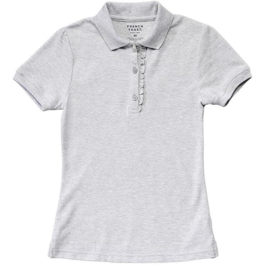 imageFrench Toast Girls Short Sleeve Ruffle PoloHeather Gray
