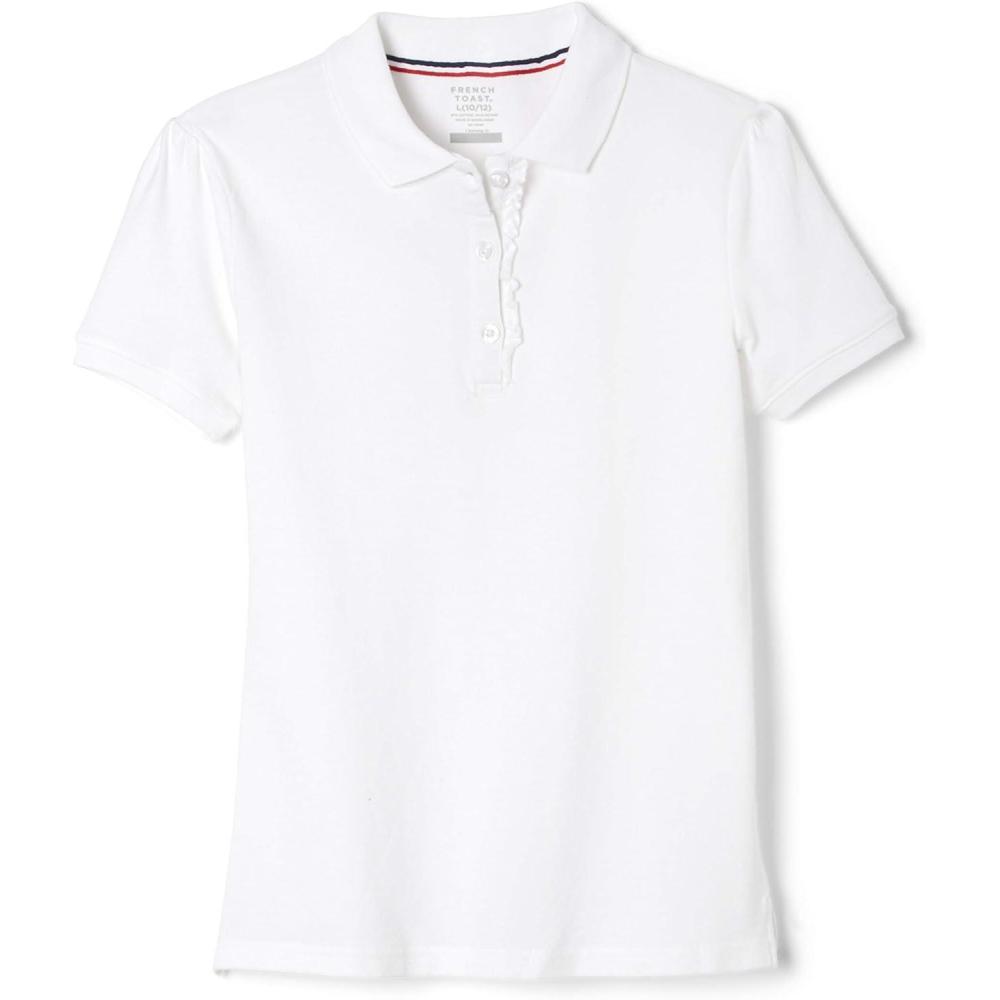 imageFrench Toast Girls Short Sleeve Ruffle PoloWhite