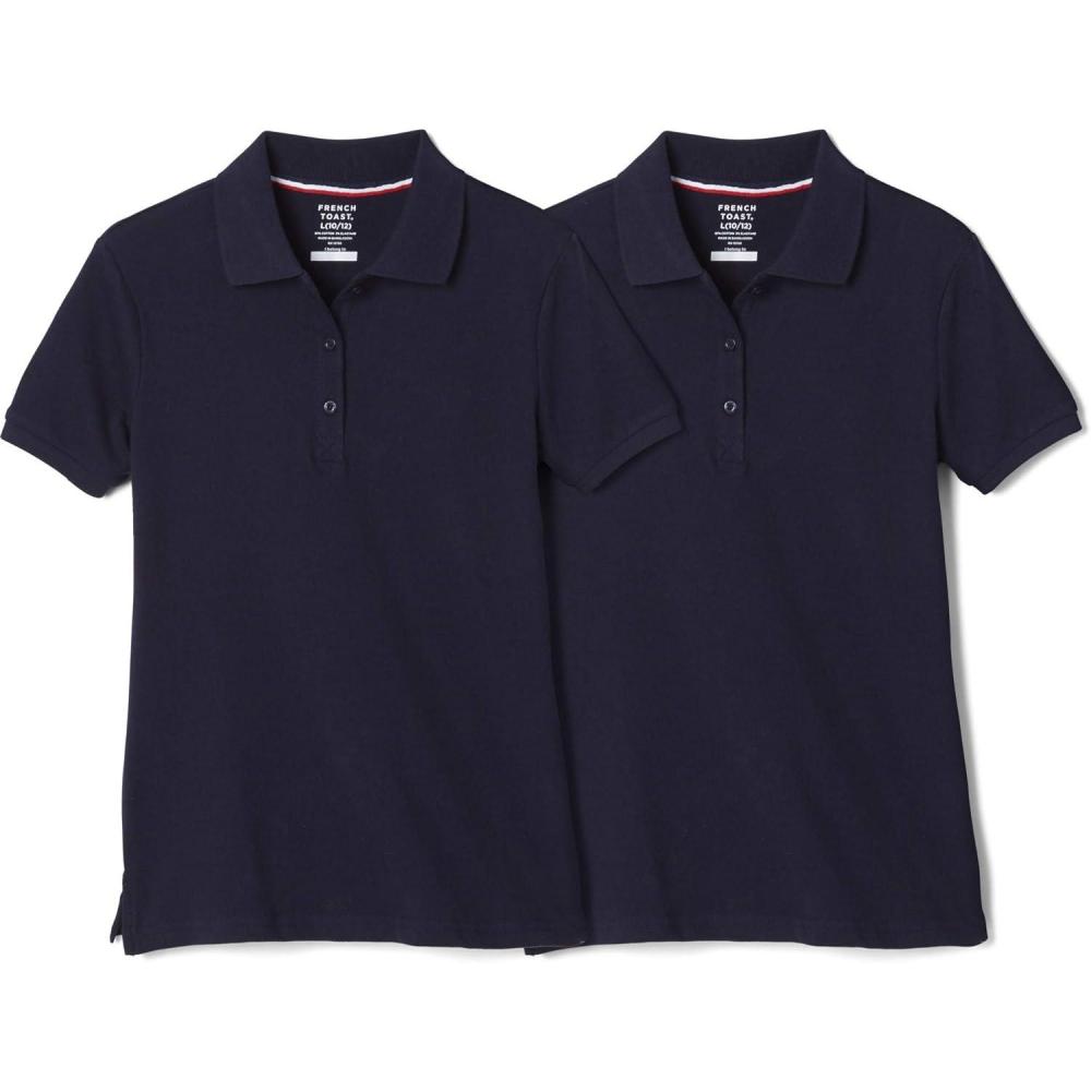 imageFrench Toast Girls 2 Pack Short Sleeve Stretch Piqu PoloNavy