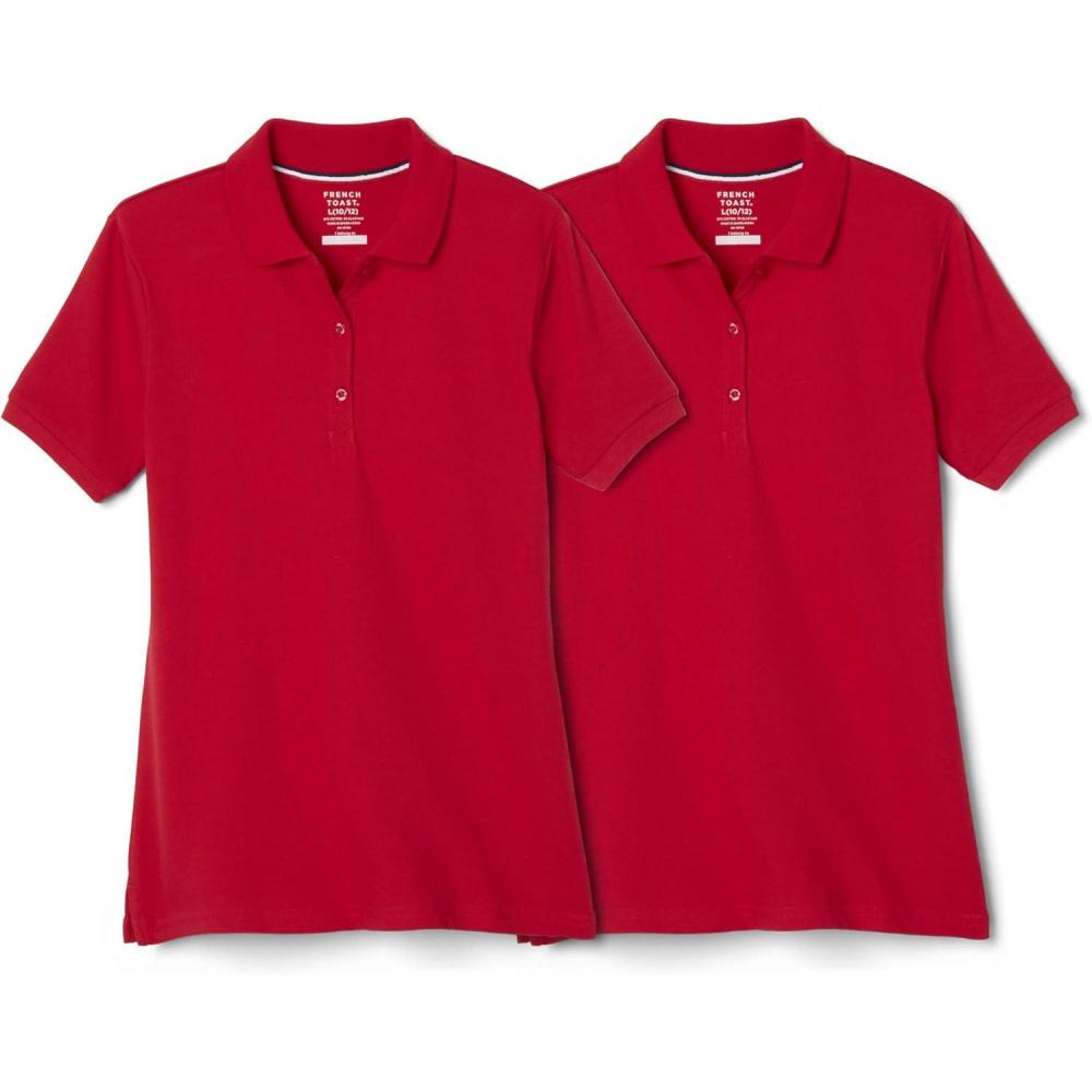 imageFrench Toast Girls 2 Pack Short Sleeve Stretch Piqu PoloRed