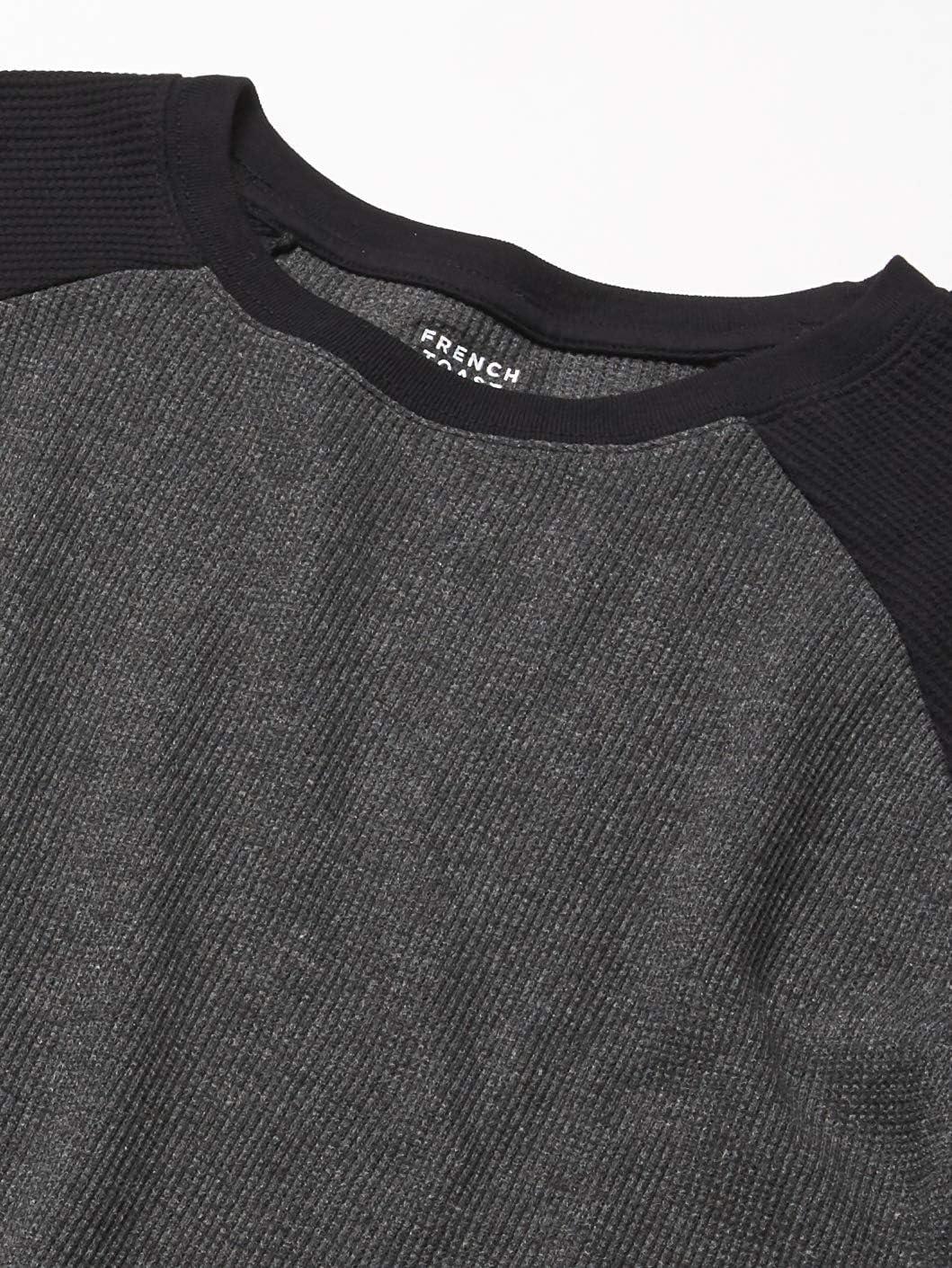imageFrench Toast Boys Long Sleeve Thermal Waffle Tee TShirt WhiteCharcoal Raglan