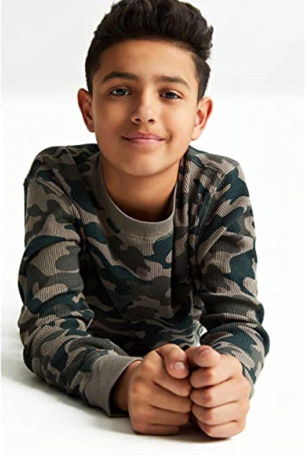 imageFrench Toast Boys Long Sleeve Thermal Waffle Tee TShirt WhiteGreen Camo
