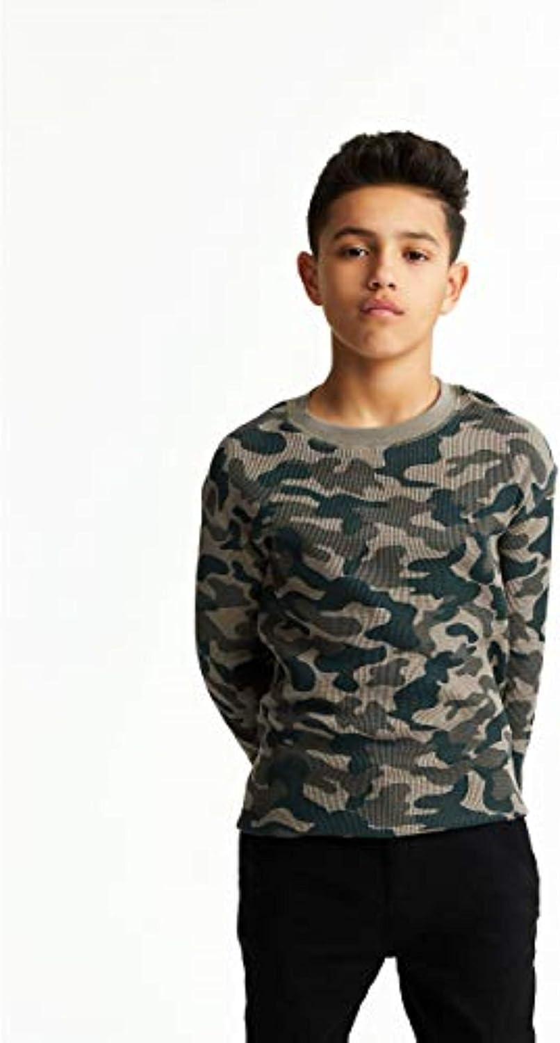 imageFrench Toast Boys Long Sleeve Thermal Waffle Tee TShirt WhiteGreen Camo
