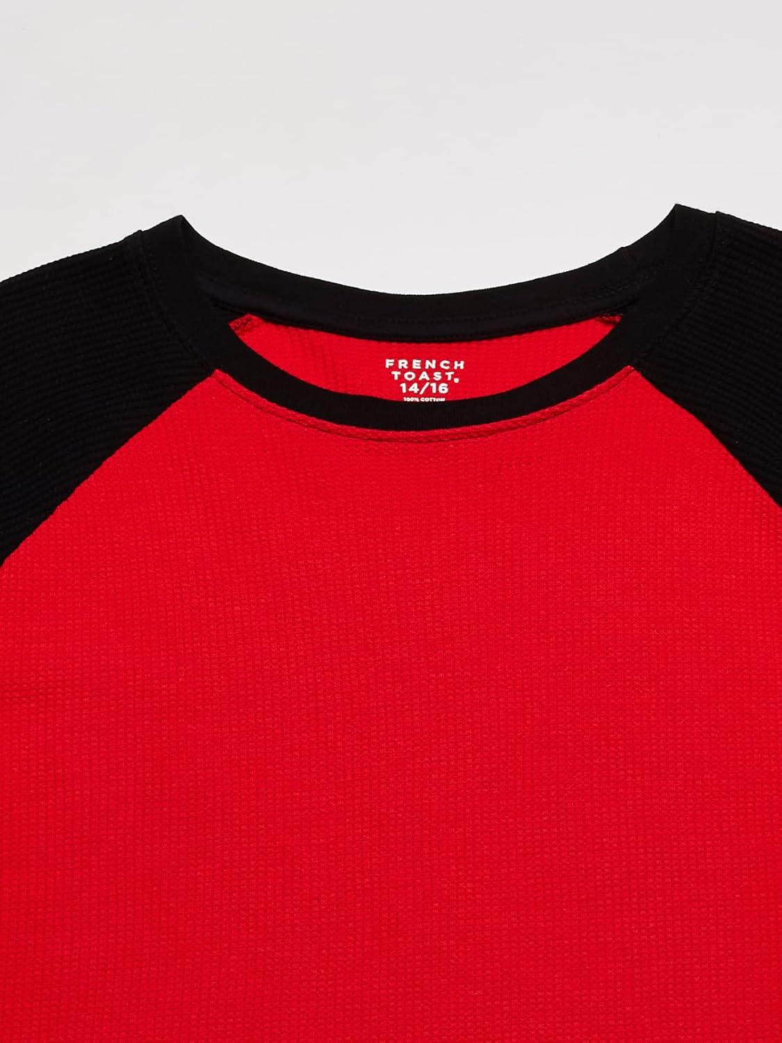 imageFrench Toast Boys Long Sleeve Thermal Waffle Tee TShirt WhiteRed Raglan