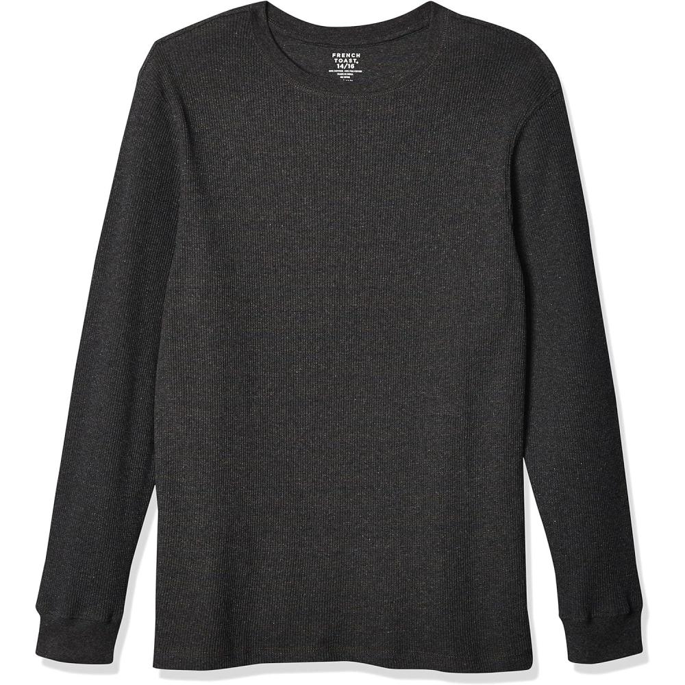 imageFrench Toast Boys Long Sleeve Thermal Waffle Tee TShirt WhiteCharcoal Heather F17