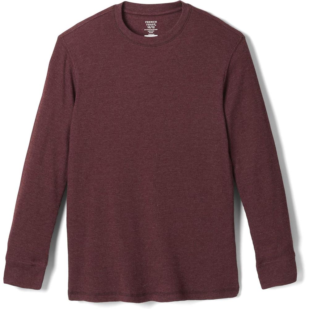 imageFrench Toast Boys Long Sleeve Thermal Waffle Tee TShirt WhiteChocolate Burgundy F19