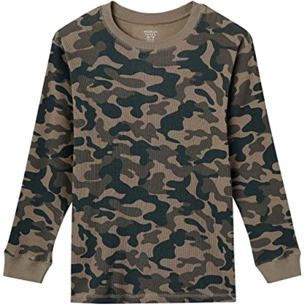 imageFrench Toast Boys Long Sleeve Thermal Waffle Tee TShirt WhiteGreen Camo