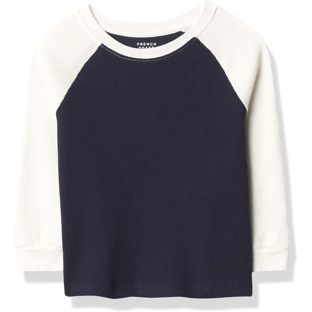 imageFrench Toast Boys Long Sleeve Thermal Waffle Tee TShirt WhiteNavy Raglan