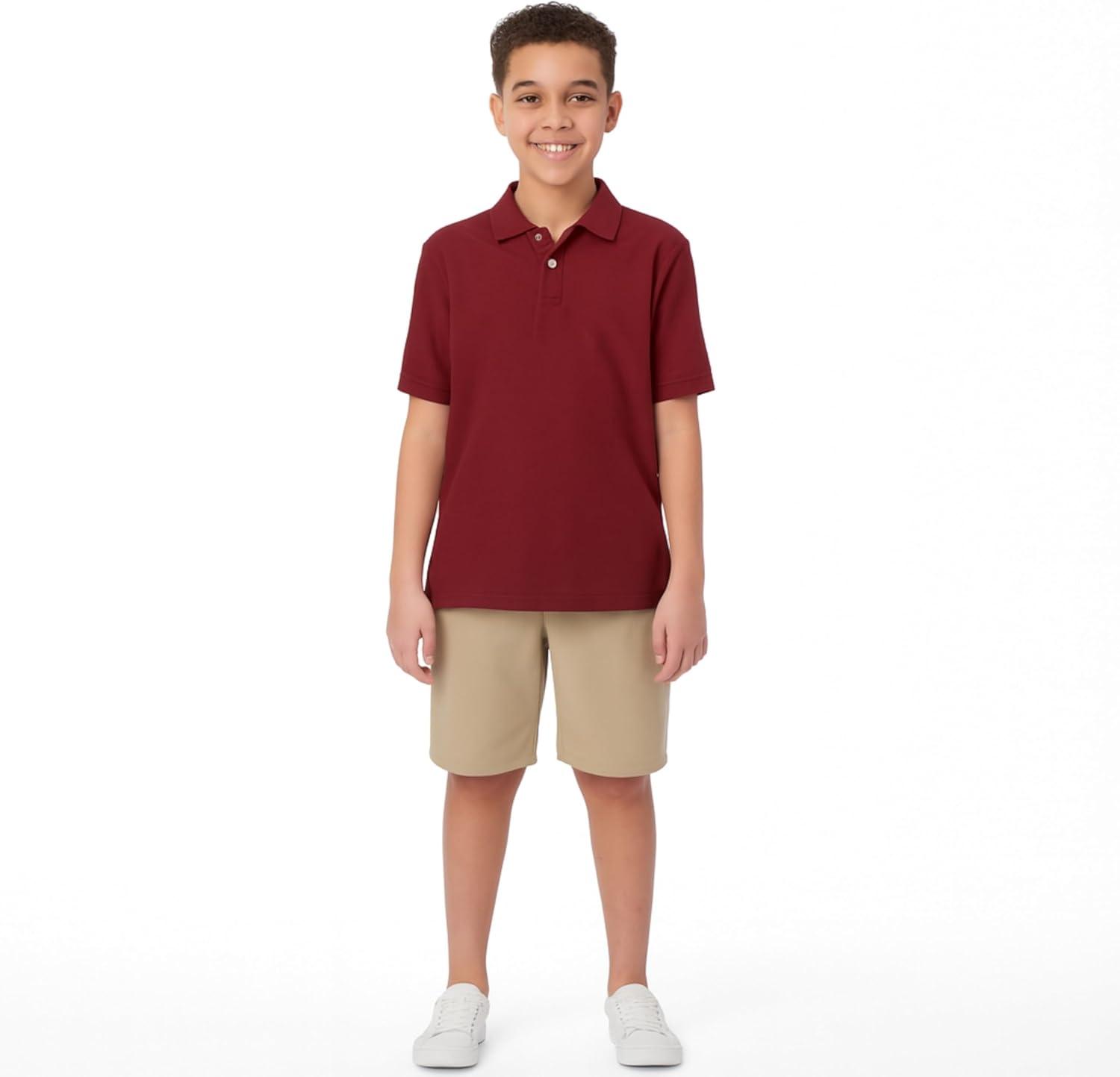 imageFrench Toast Kids Pique Polo Standard ampamp HuskyBurgundy