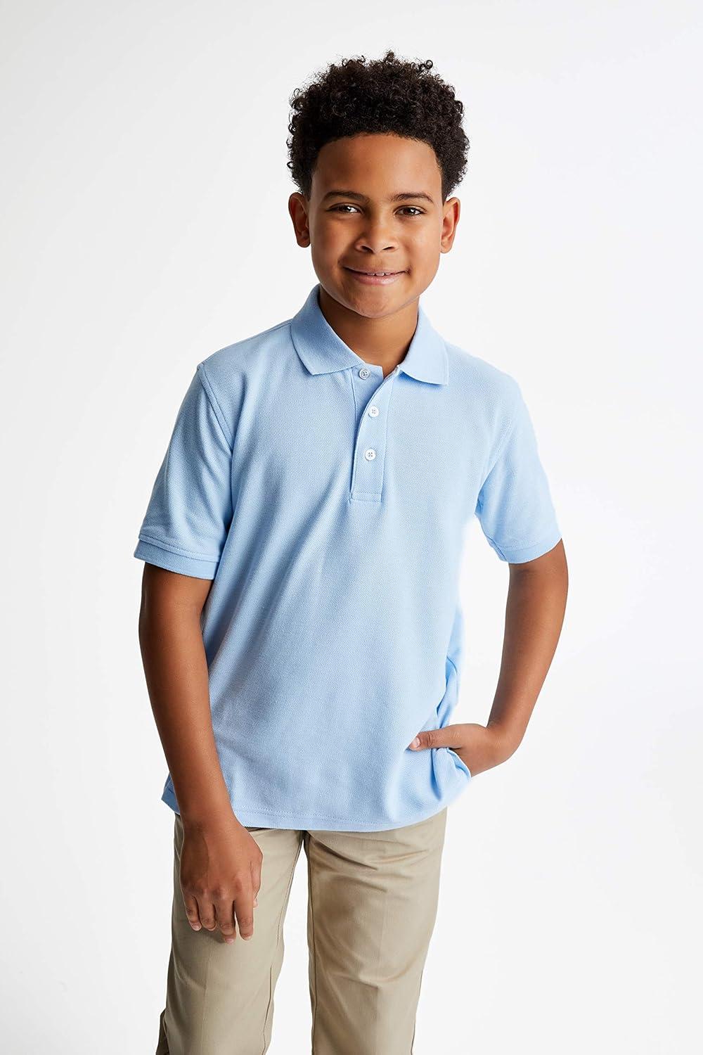 imageFrench Toast Kids Pique Polo Standard ampamp HuskyLight Blue
