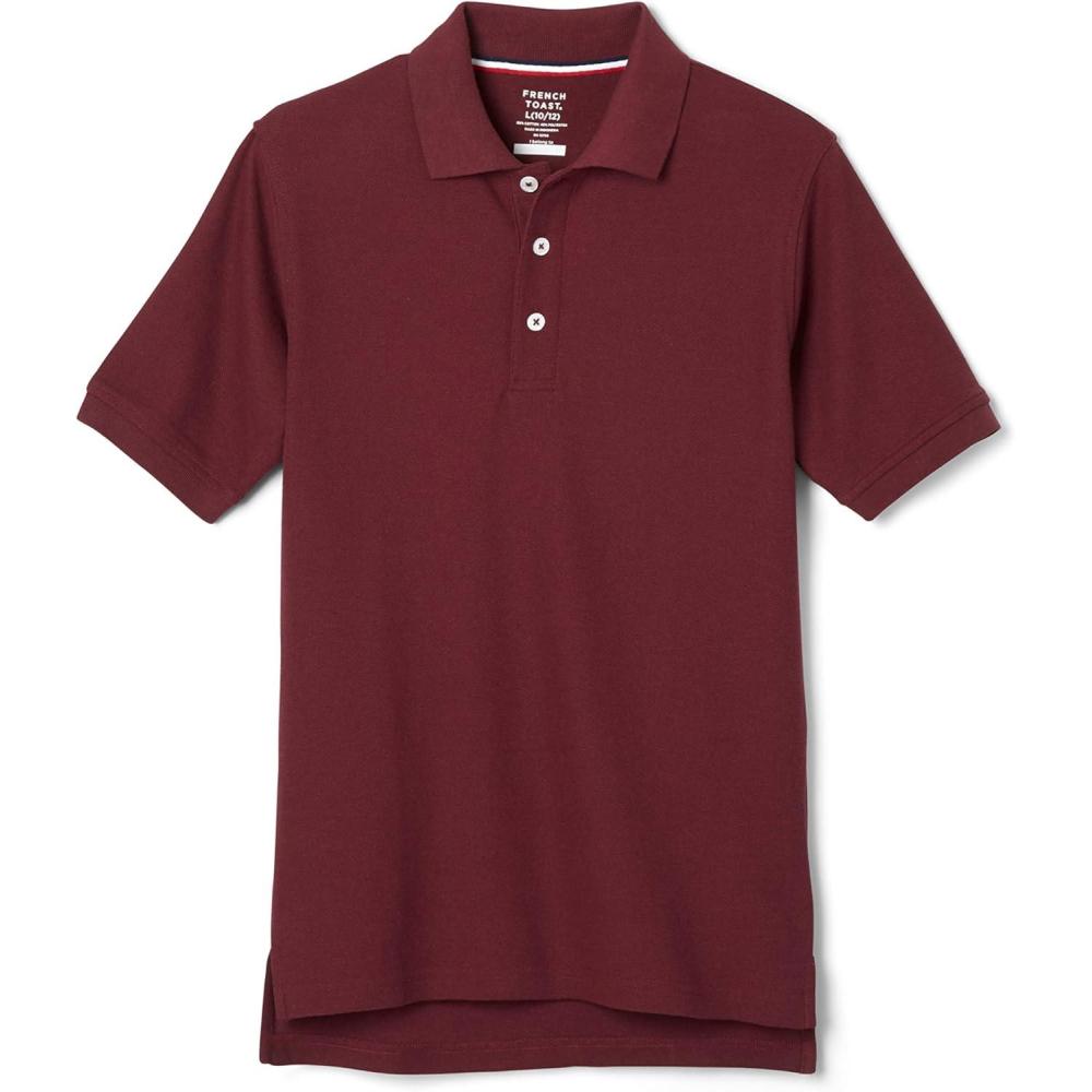 imageFrench Toast Kids Pique Polo Standard ampamp HuskyBurgundy