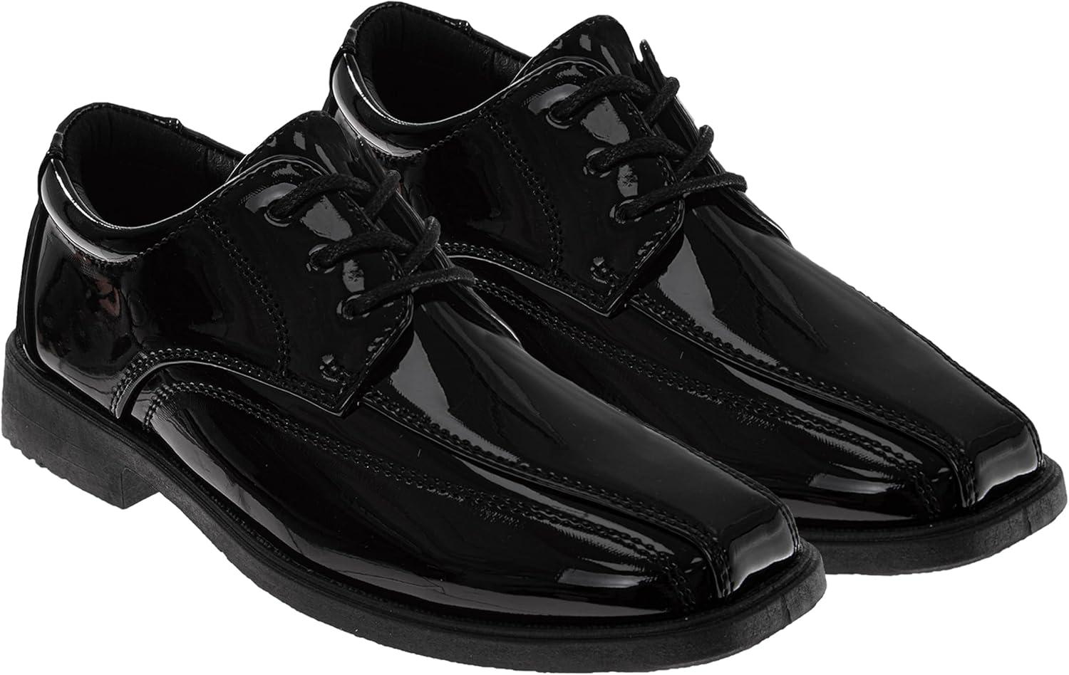 imageFrench Toast Boys Dress Shoes  Classic LaceUp Oxford Casual Dress Formal Shoes  Black Size 7 Toddler  Size 6 Big KidBlack Patent